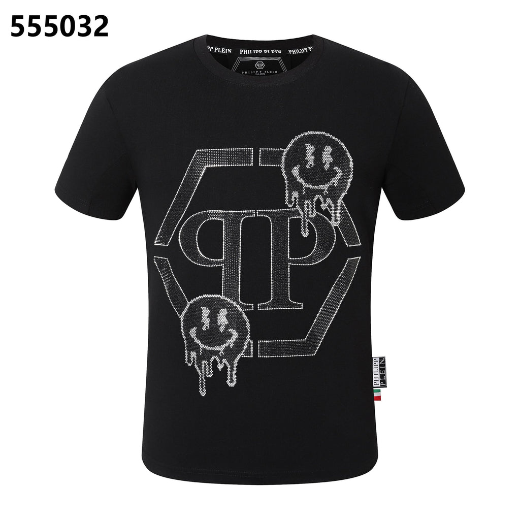 PHILIPP PLEIN Round-Neck T-Shirt with Cartoon Smiley Face Design