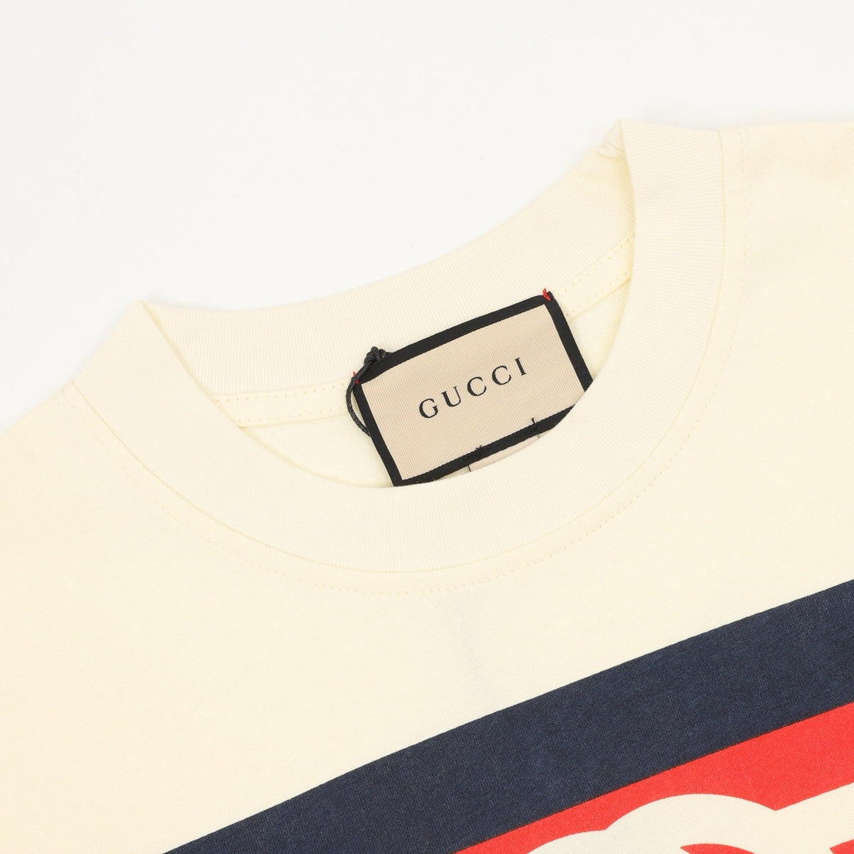 Gucci Short-Sleeve T-Shirt with Interlocking “G” Stripe Print