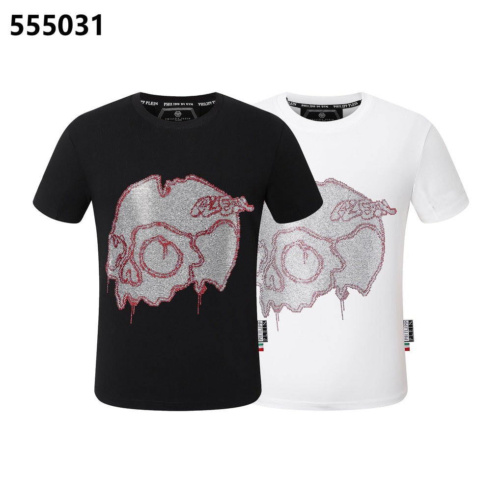 PHILIPP PLEIN Round-Neck T-Shirt with Shattered Skull Design