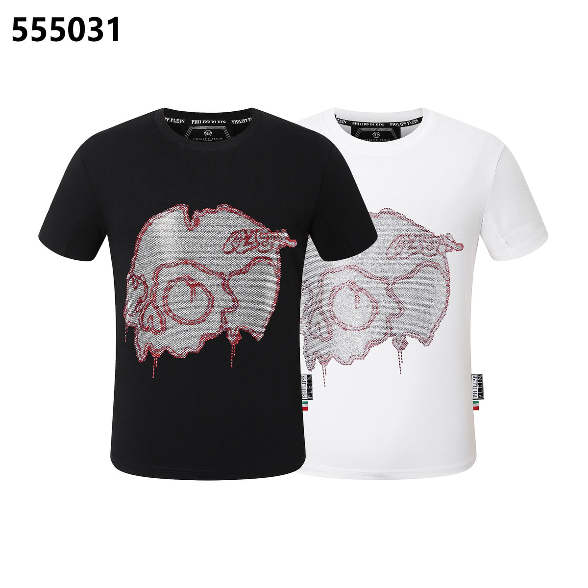 PHILIPP PLEIN Round-Neck T-Shirt with Shattered Skull Design