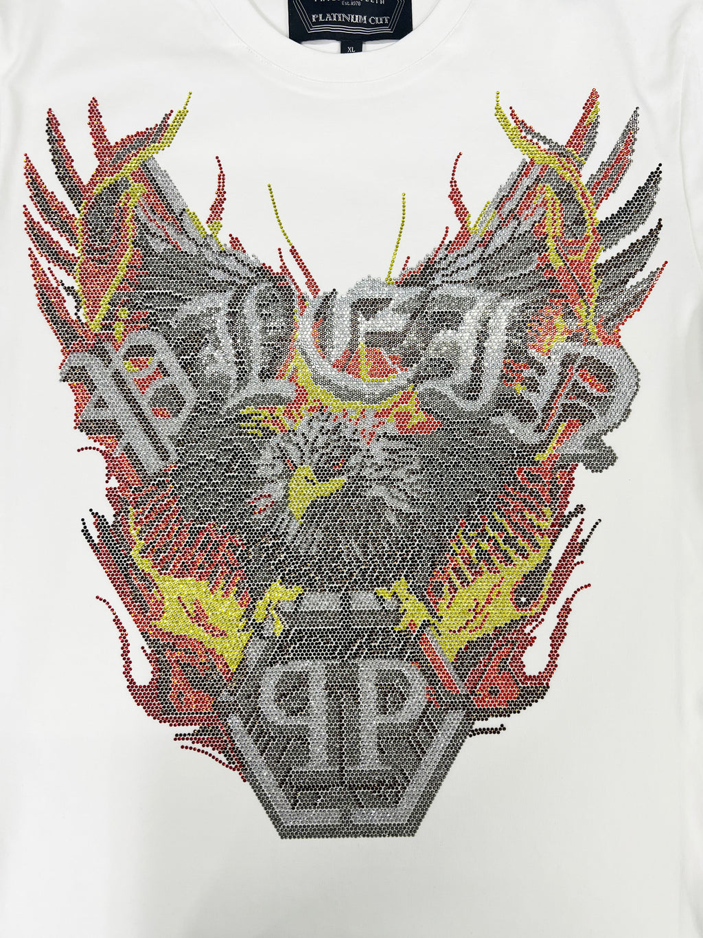 PHILIPP PLEIN Round-Neck T-Shirt with a Flaming Eagle Design