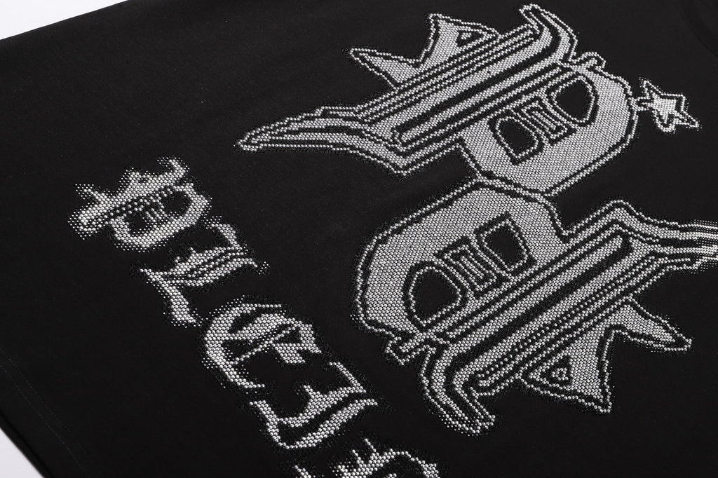 PHILIPP PLEIN Round-Neck T-Shirt with Diamond-Studded Lettering