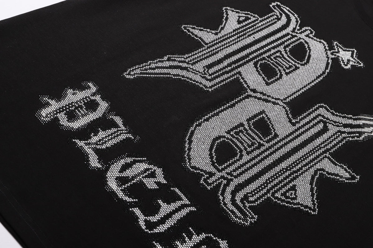 PHILIPP PLEIN Round-Neck T-Shirt with Diamond-Studded Lettering