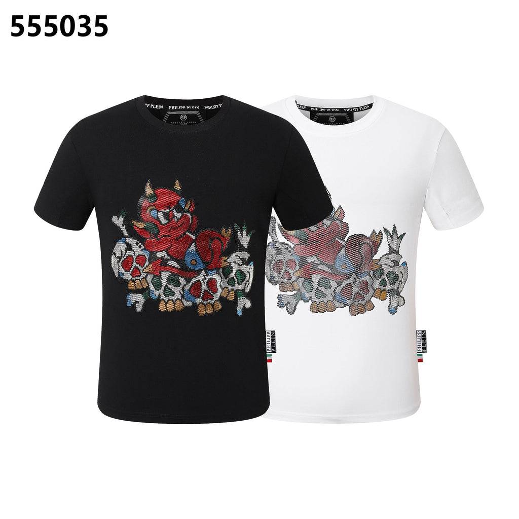PHILIPP PLEIN Round-neck T-shirt with a skull-and-devil design