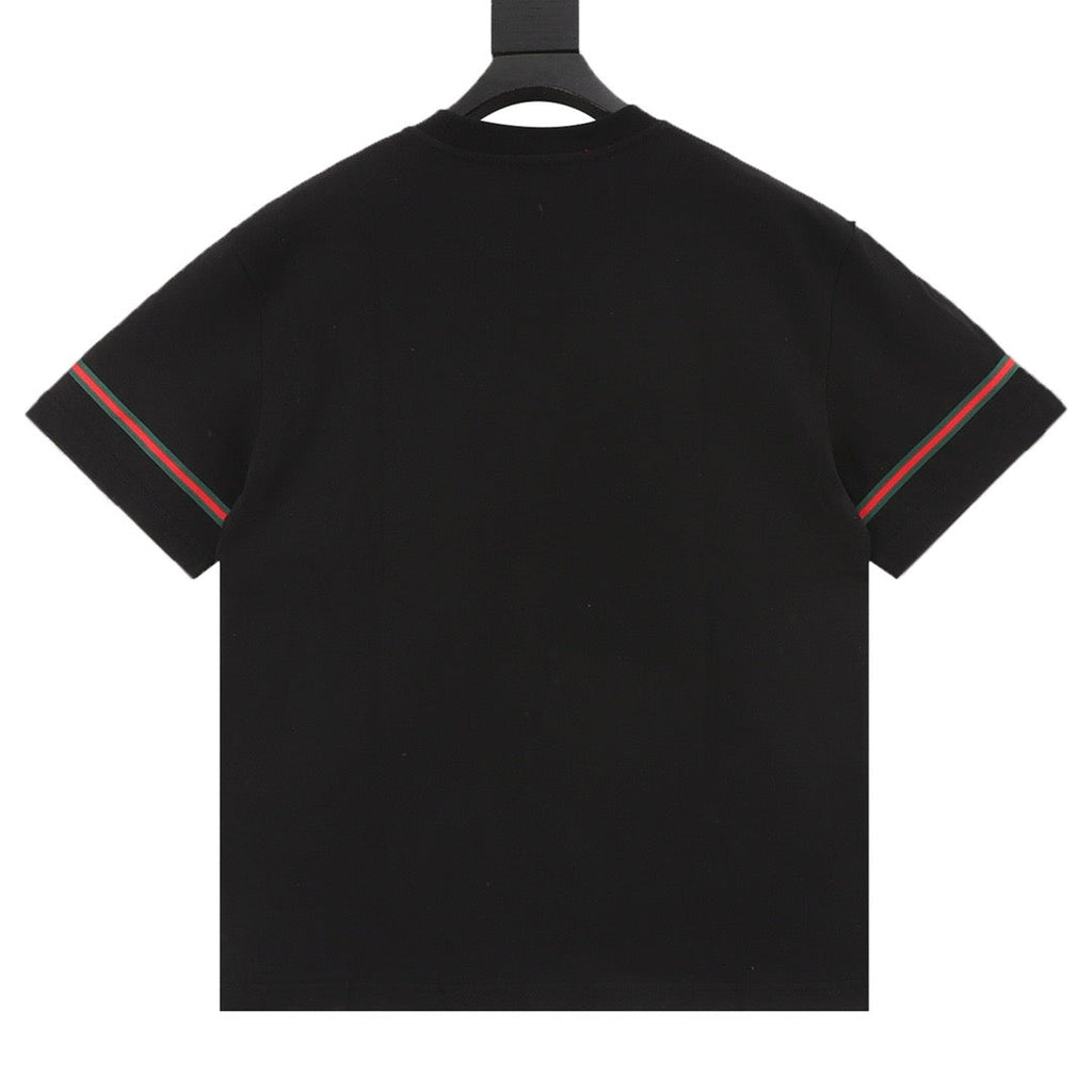 Gucci Red and Green 3D Embroidered Ribbon Short-Sleeve Shirt