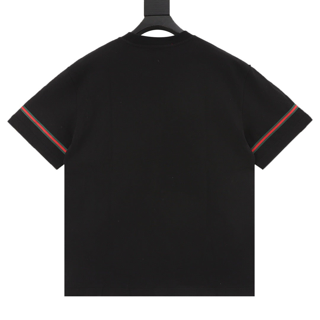 Gucci Red and Green 3D Embroidered Ribbon Short-Sleeve Shirt