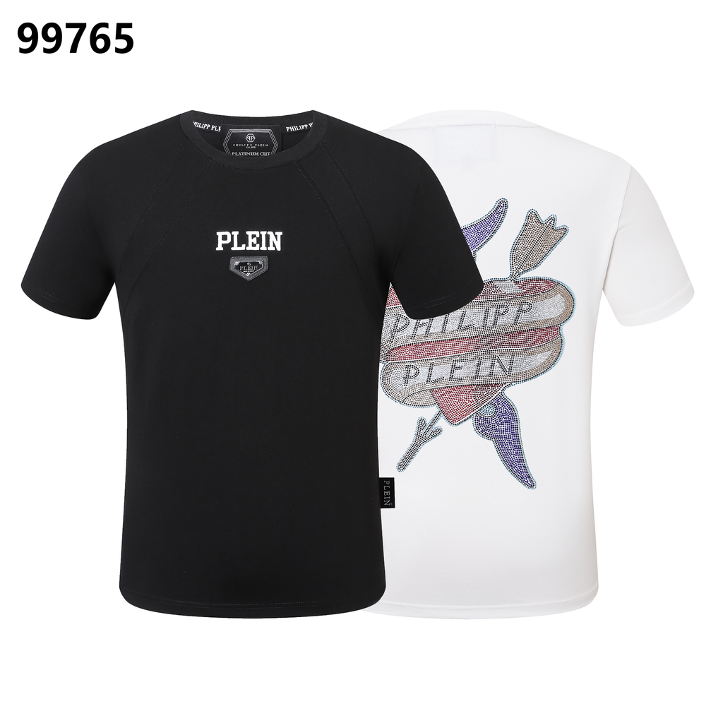 PHILIPP PLEIN Round-Neck T-Shirt with Letter and Heart Arrow Design