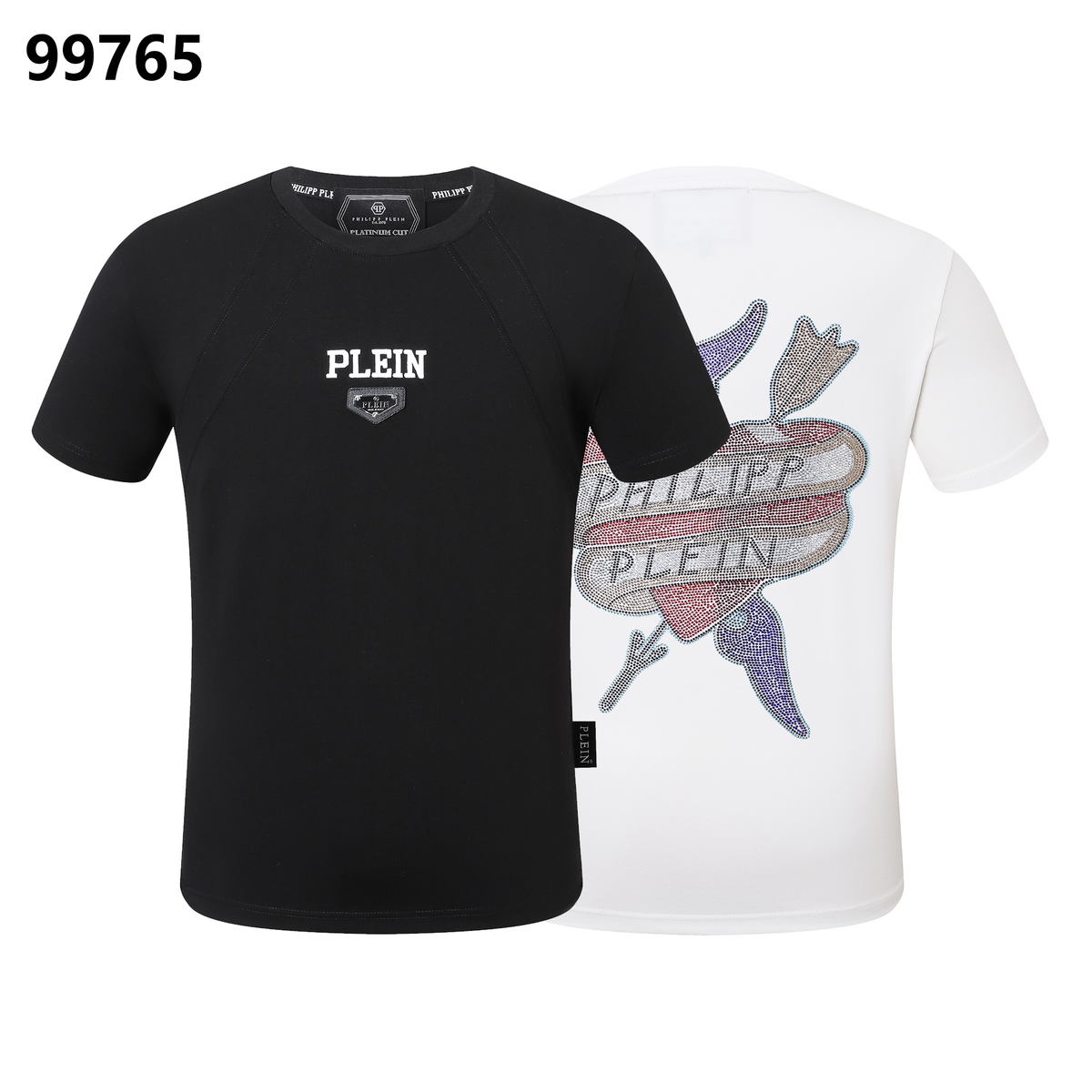PHILIPP PLEIN Round-Neck T-Shirt with Letter and Heart Arrow Design