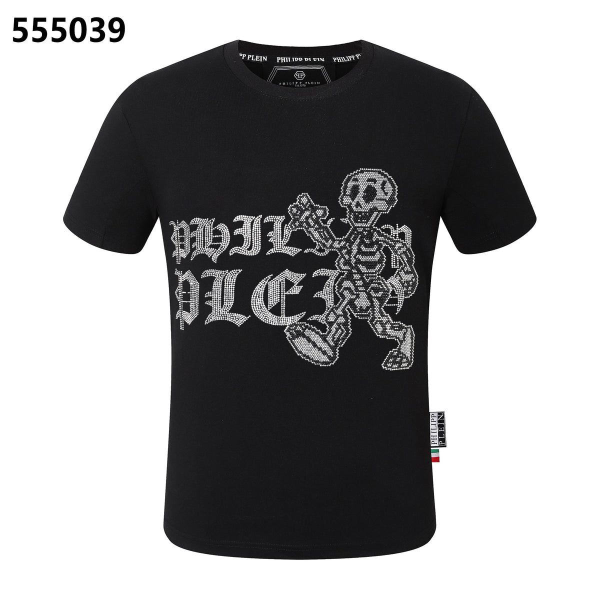 PHILIPP PLEIN Round-Neck T-Shirt with a Skull and Letter Design