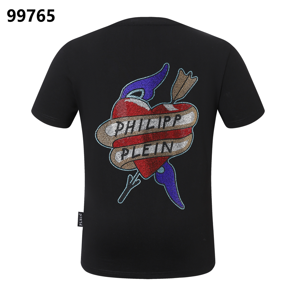 PHILIPP PLEIN Round-Neck T-Shirt with Letter and Heart Arrow Design