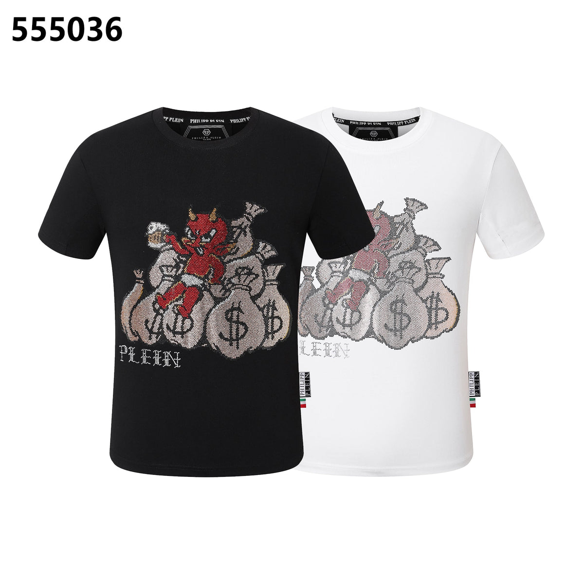 PHILIPP PLEIN Round-Neck T-Shirt with Demon Print