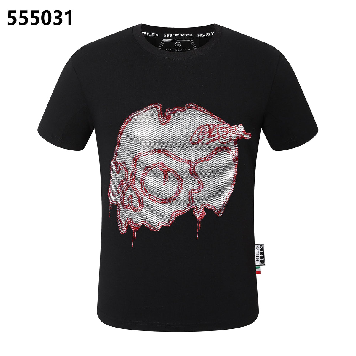 PHILIPP PLEIN Round-Neck T-Shirt with Shattered Skull Design