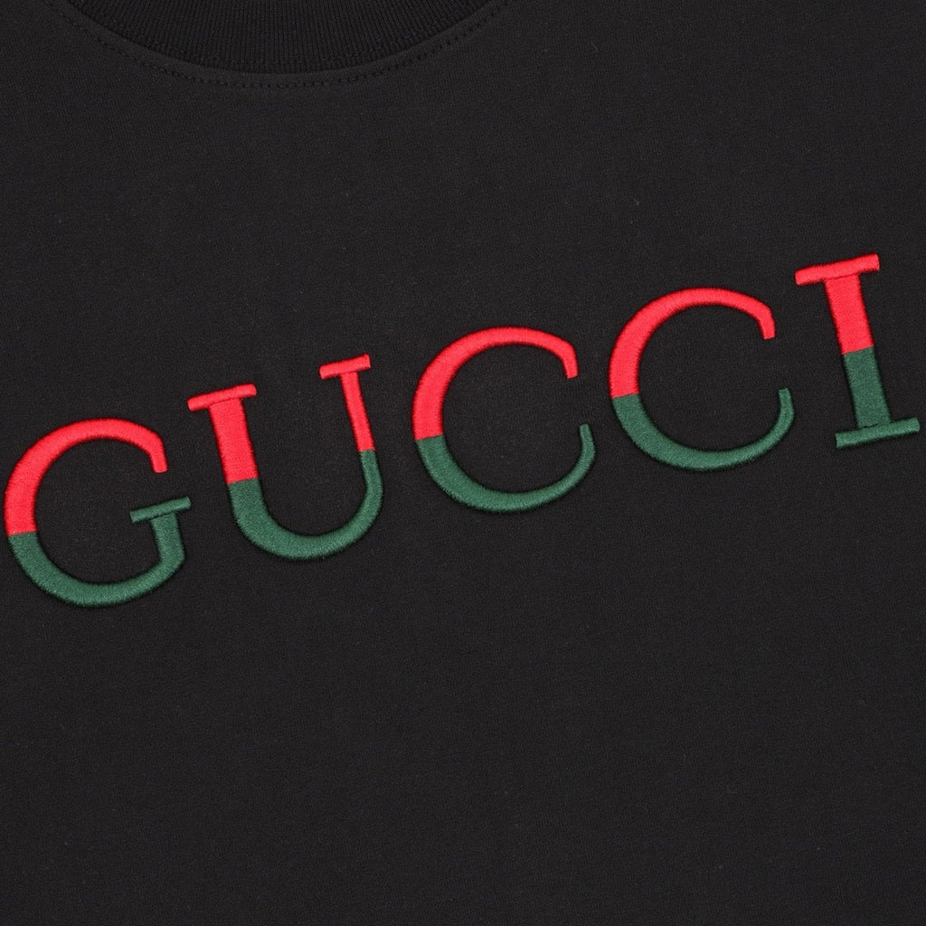 Gucci Red and Green 3D Embroidered Ribbon Short-Sleeve Shirt