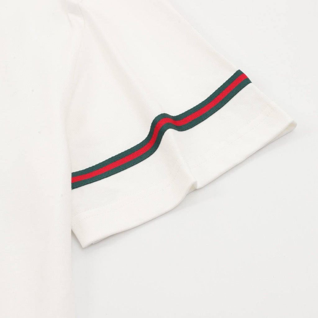 Gucci Red and Green 3D Embroidered Ribbon Short-Sleeve Shirt