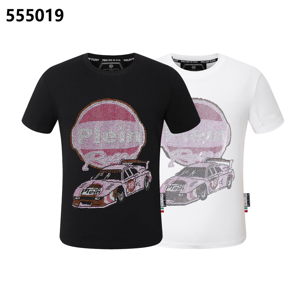PHILIPP PLEIN Pink Race Car Print Crew Neck T-Shirt