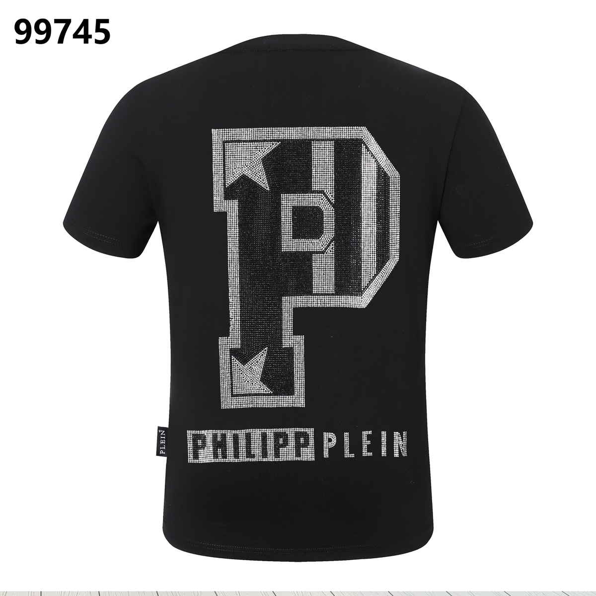 PHILIPP PLEIN Round-Neck T-Shirt with Diamond-Studded Lettering