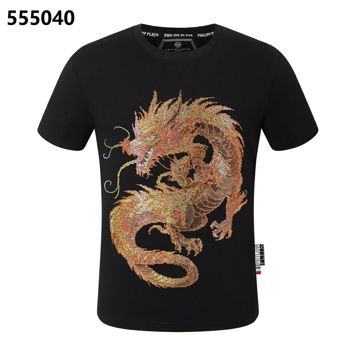 PHILIPP PLEIN Round-Neck T-Shirt with Dragon Design