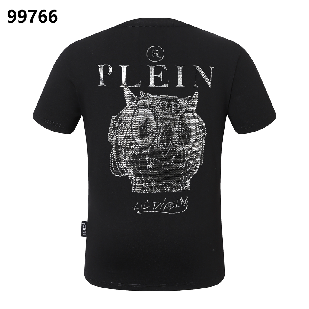 PHILIPP PLEIN Round-Neck T-Shirt with Demon Skull Design