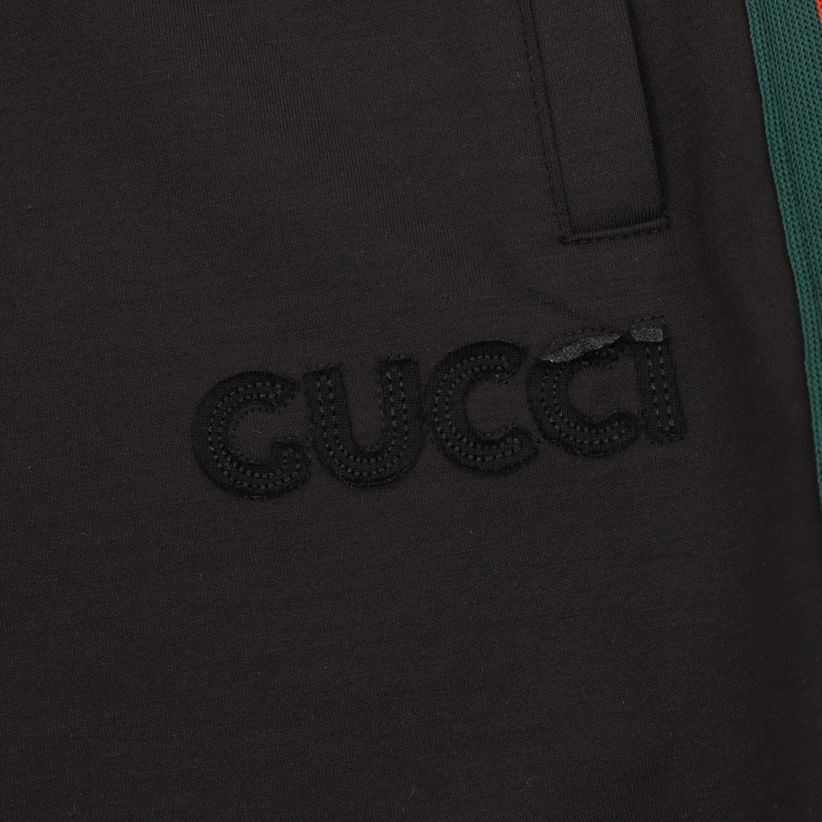 Gucci Shorts with Embroidered Patches and Red and Green Woven Stripes on the Sides