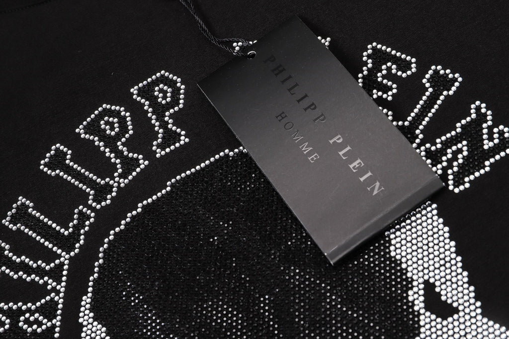 PHILIPP PLEIN Round-Neck T-Shirt with Skull and Crossbones Design
