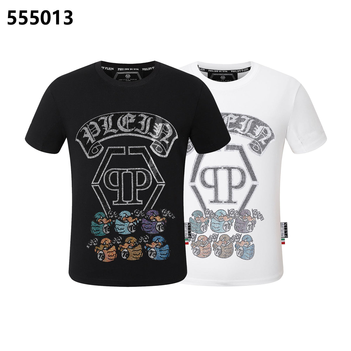 PHILIPP PLEIN Round-Neck T-Shirt with a Design of 6 Little Ducks