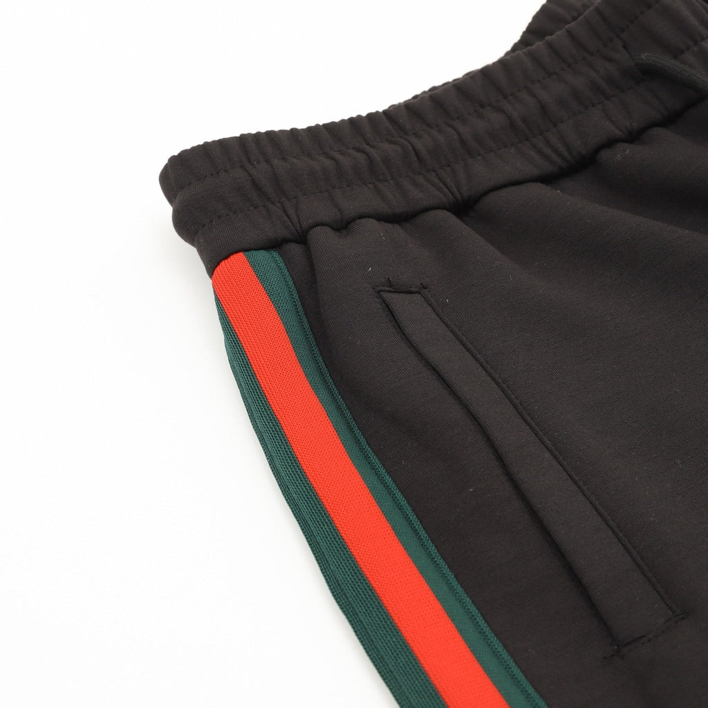 Gucci Shorts with Embroidered Patches and Red and Green Woven Stripes on the Sides