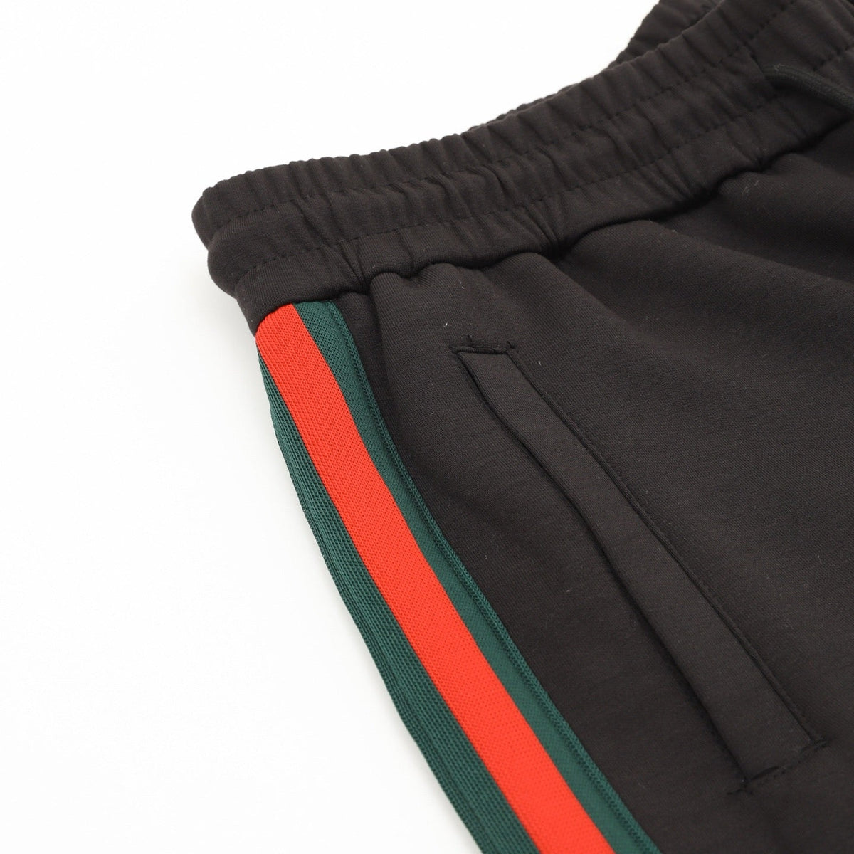 Gucci Shorts with Embroidered Patches and Red and Green Woven Stripes on the Sides