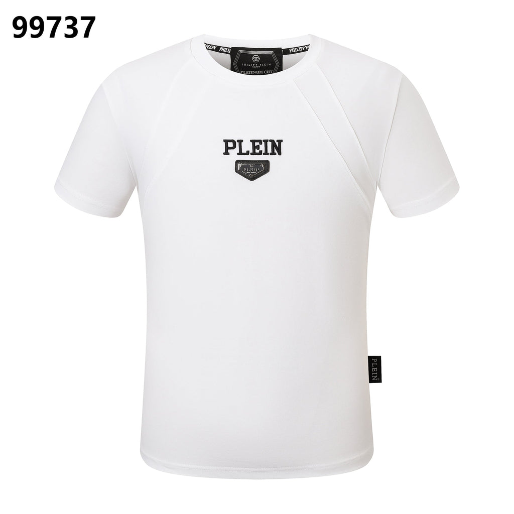 PHILIPP PLEIN Round-Neck T-Shirt with Denim Skull Print
