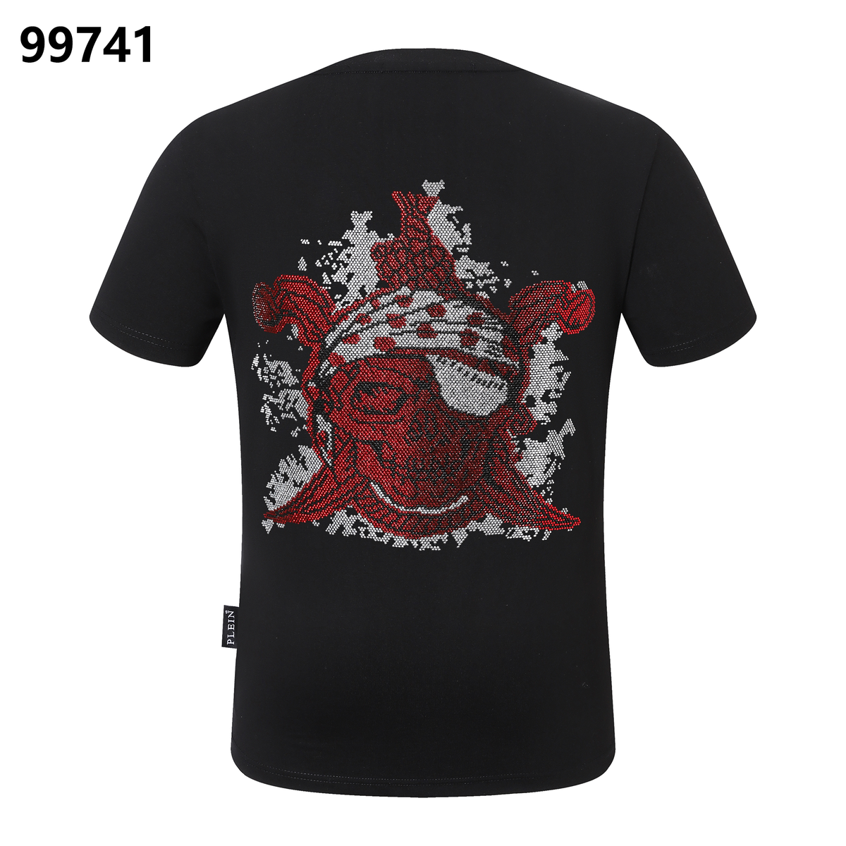PHILIPP PLEIN Round-Neck T-Shirt with Red Skull Design