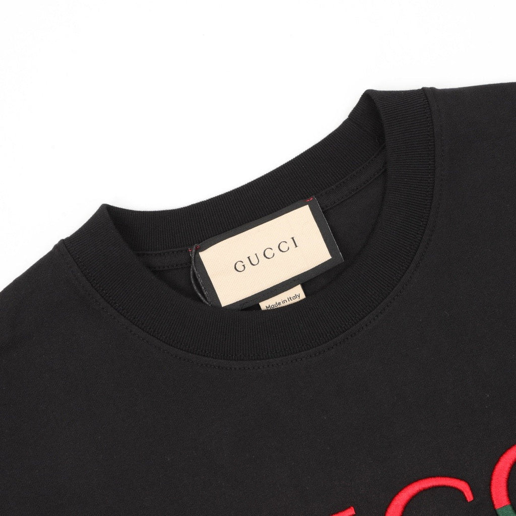 Gucci Red and Green 3D Embroidered Ribbon Short-Sleeve Shirt