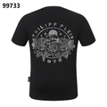 PHILIPP PLEIN Round-Neck T-Shirt with Rose Embroidery and Rhinestones