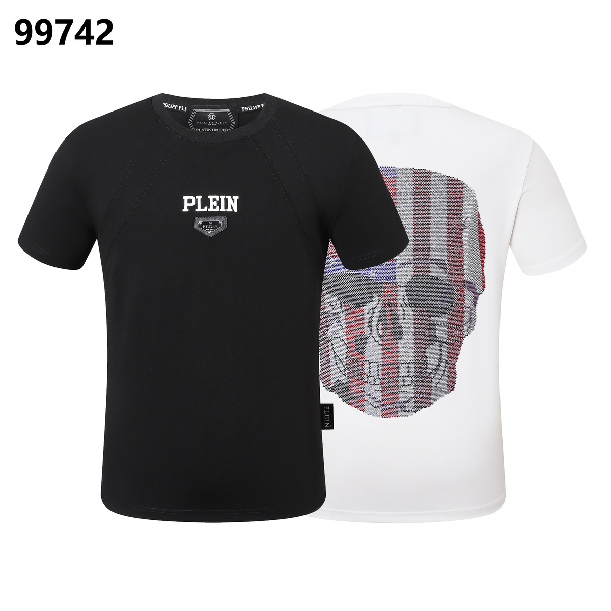 PHILIPP PLEIN Round Neck T-Shirt Skull America