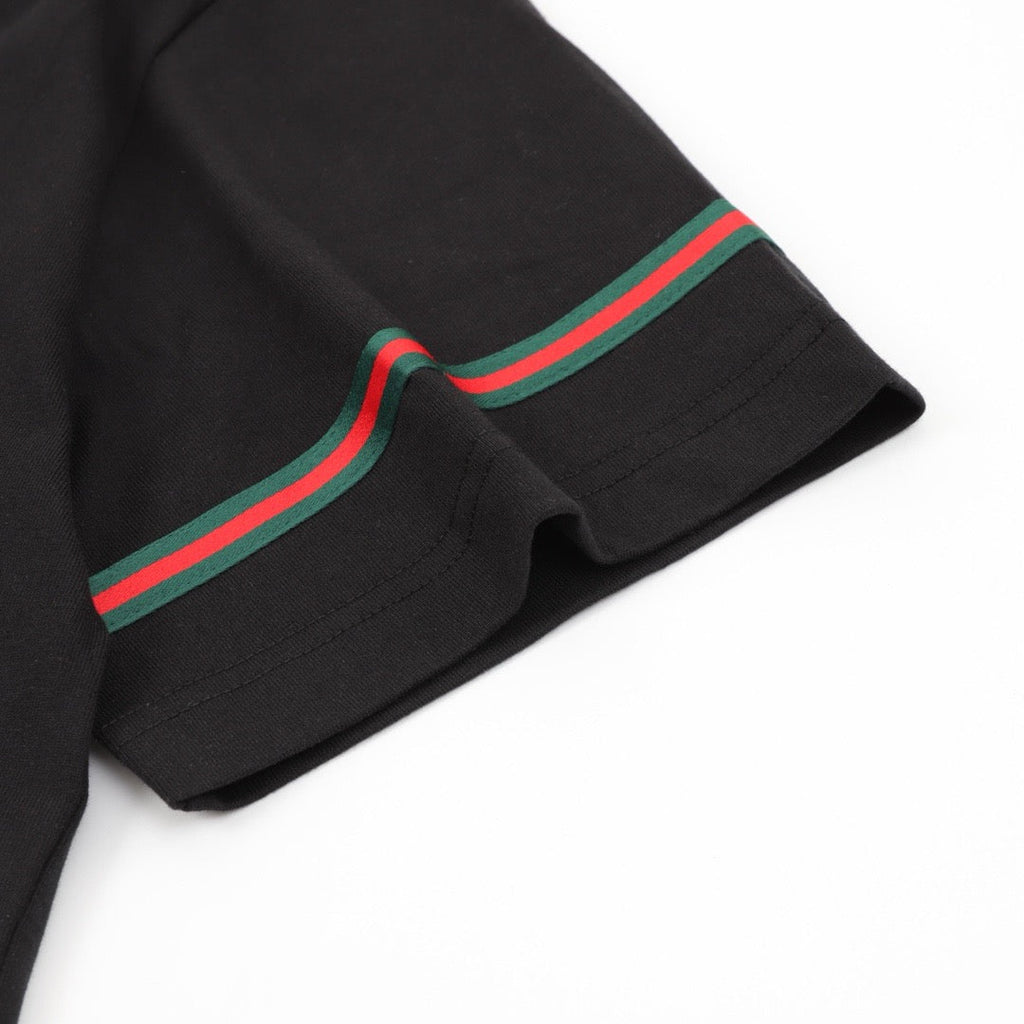 Gucci Red and Green 3D Embroidered Ribbon Short-Sleeve Shirt