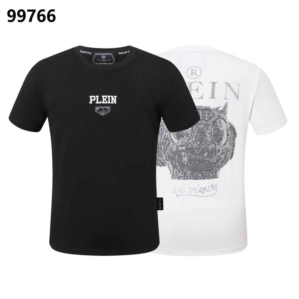 PHILIPP PLEIN Round-Neck T-Shirt with Demon Skull Design