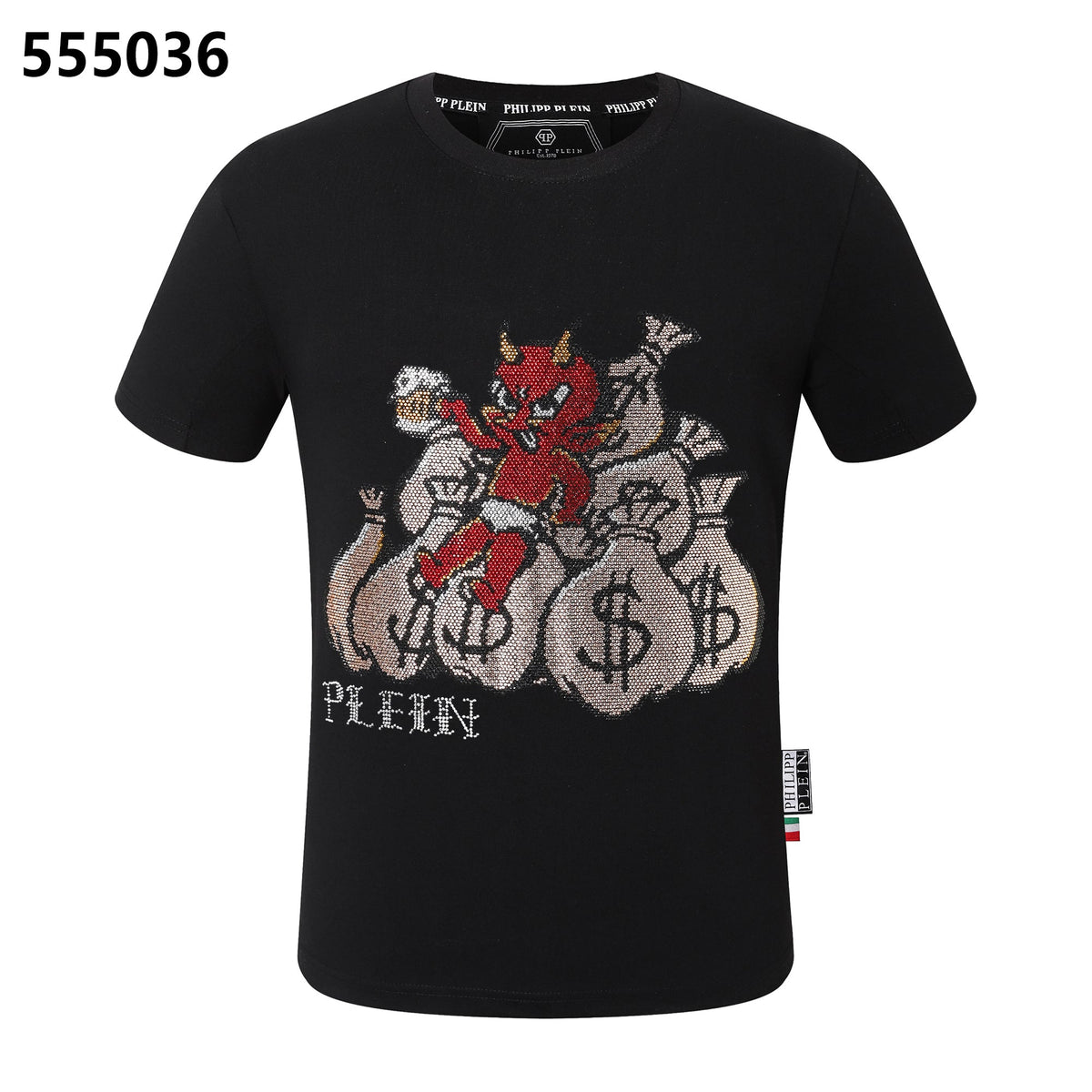 PHILIPP PLEIN Round-Neck T-Shirt with Demon Print