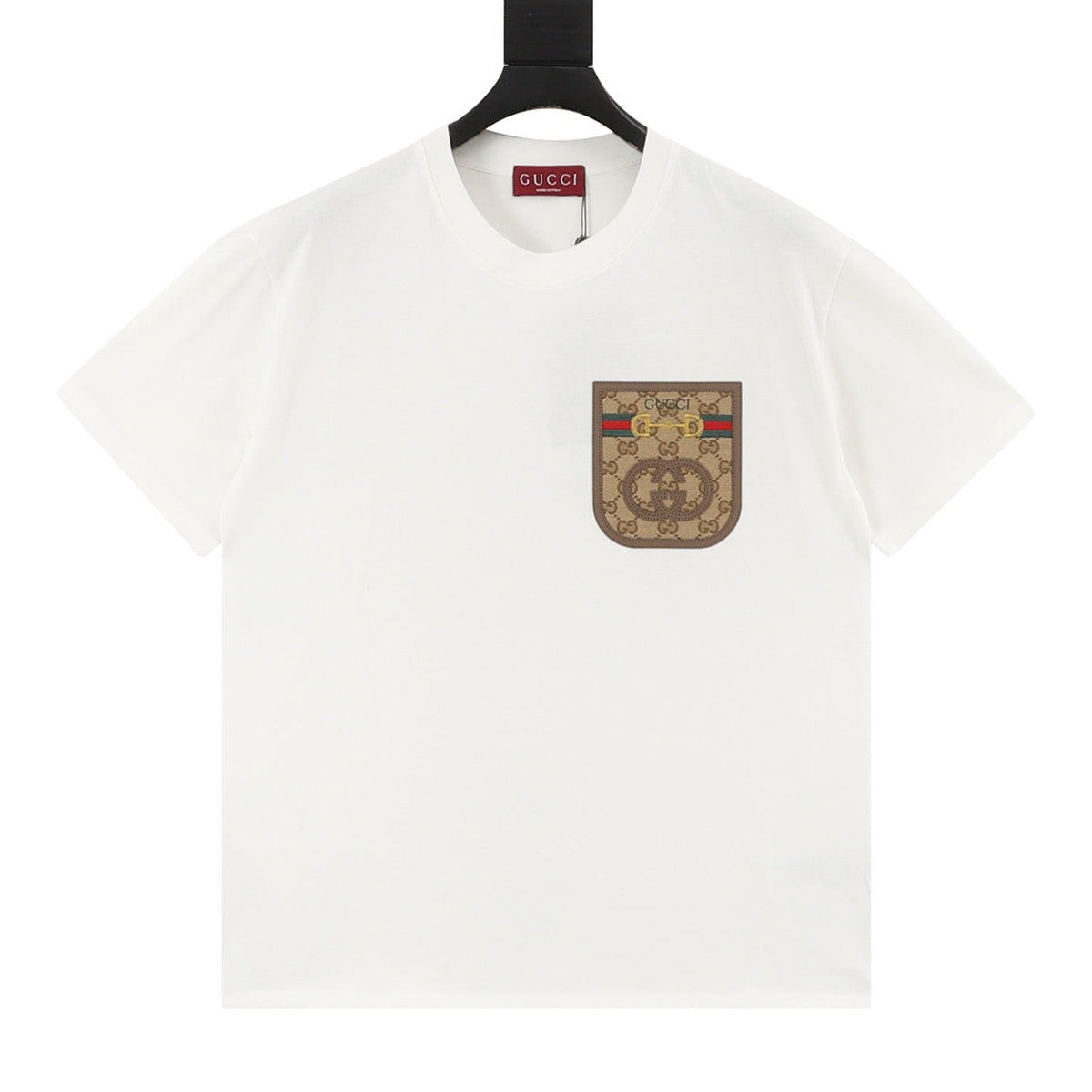 Gucci Short-Sleeve Shirt with Pocket and Floral Patch