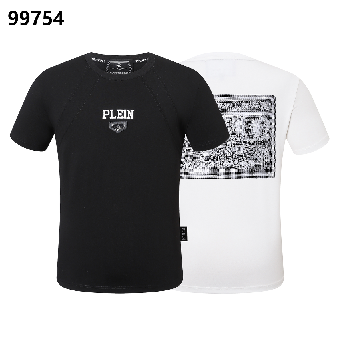 PHILIPP PLEIN Round-Neck T-Shirt with Rhinestone Letters