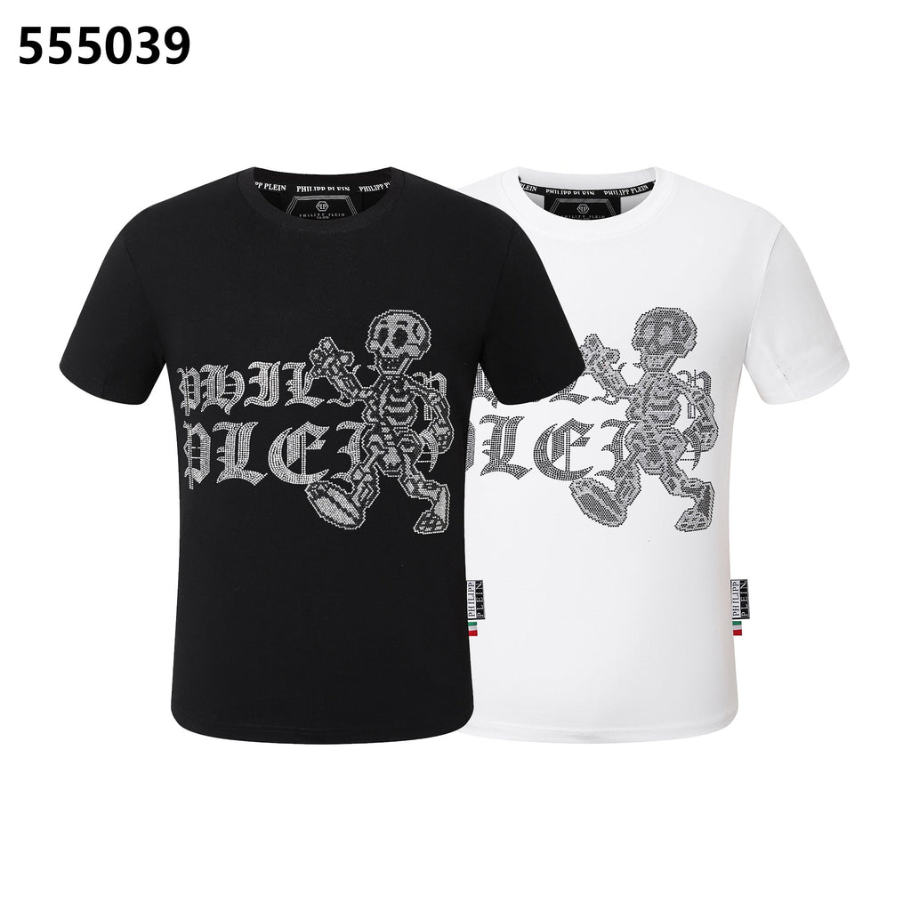 PHILIPP PLEIN Round-Neck T-Shirt with a Skull and Letter Design