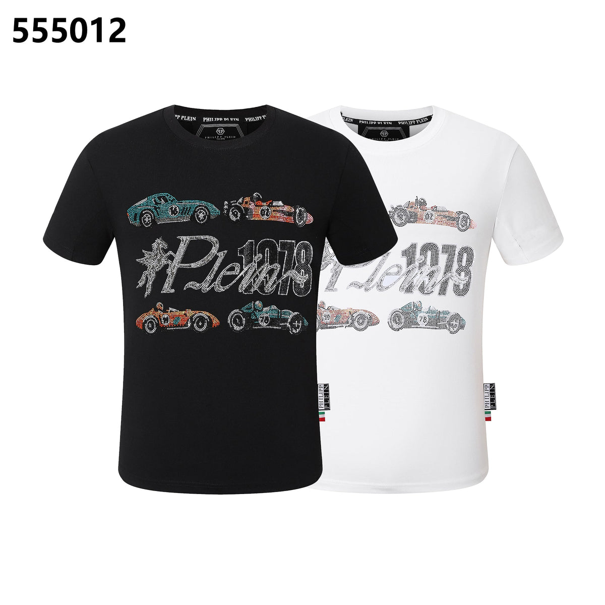PHILIPP PLEIN Round-Neck T-Shirt with Racing Print