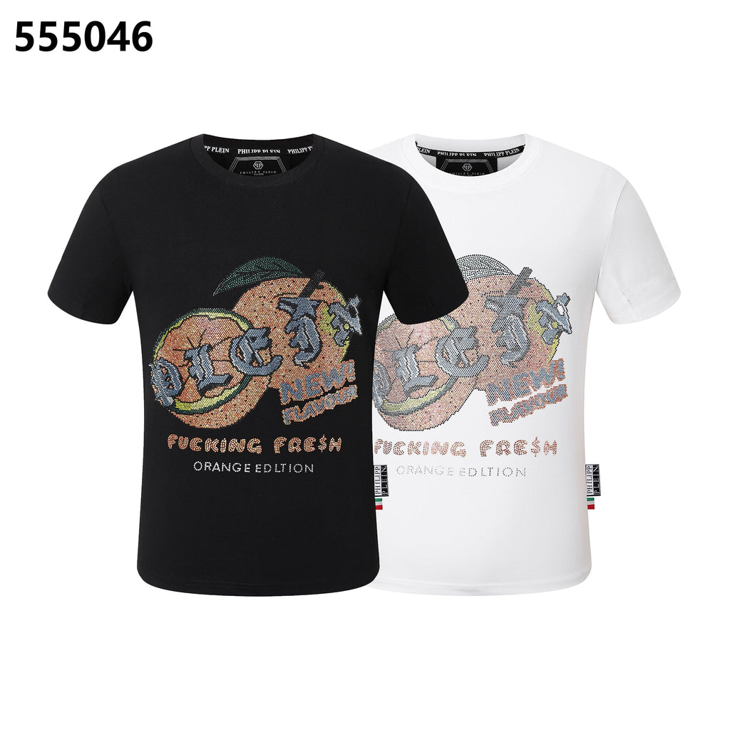 PHILIPP PLEIN Round-Neck T-Shirt with Orange Print