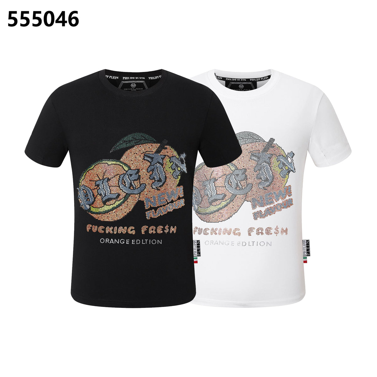 PHILIPP PLEIN Round-Neck T-Shirt with Orange Print