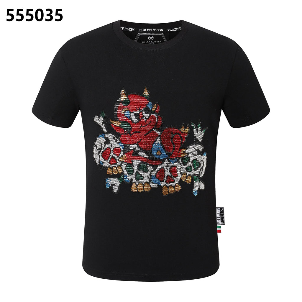 PHILIPP PLEIN Round-neck T-shirt with a skull-and-devil design