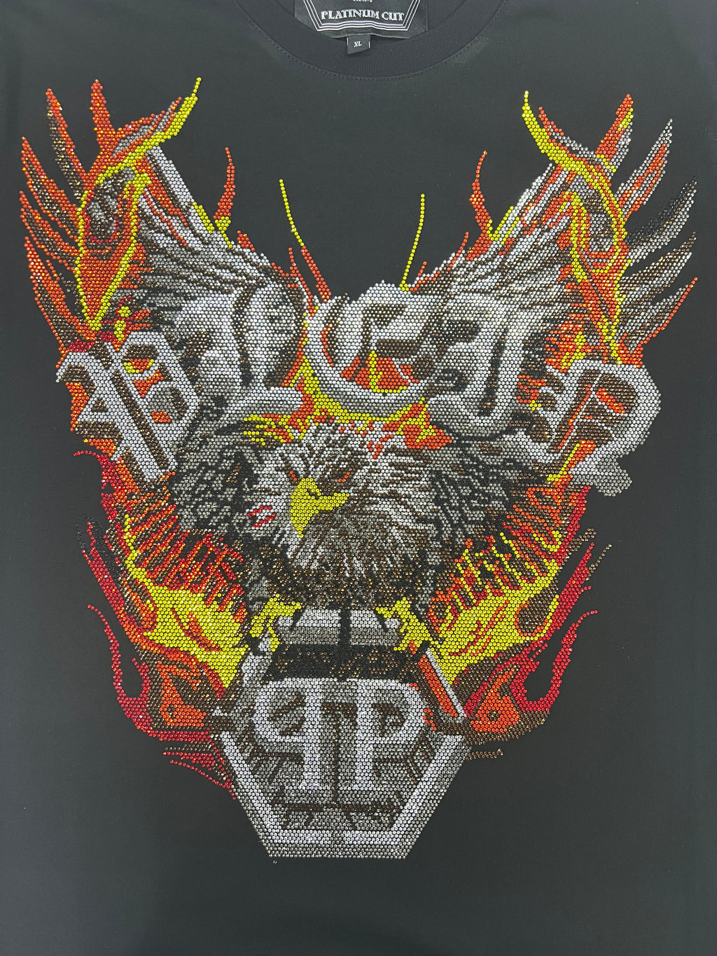PHILIPP PLEIN Round-Neck T-Shirt with a Flaming Eagle Design