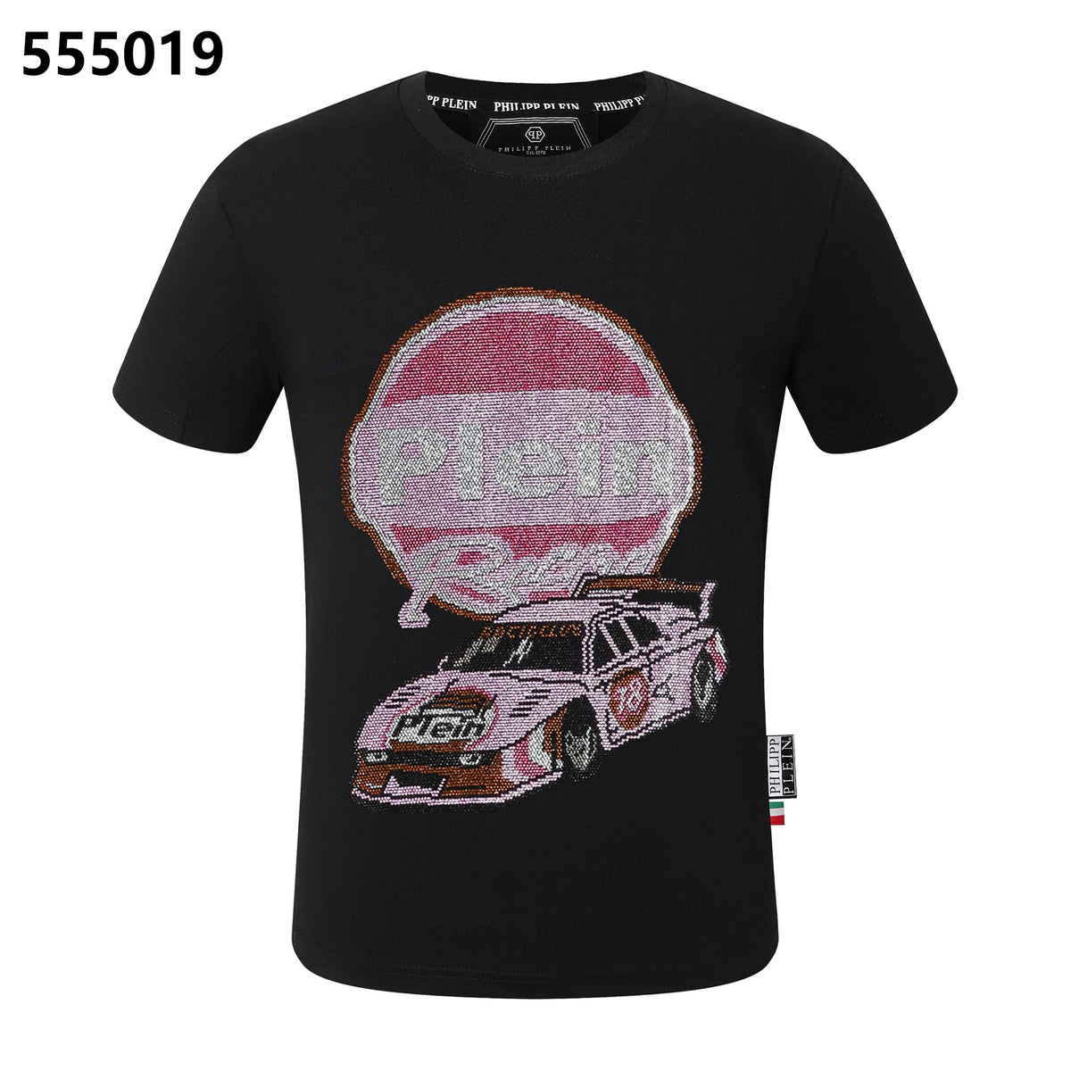 PHILIPP PLEIN Pink Race Car Print Crew Neck T-Shirt