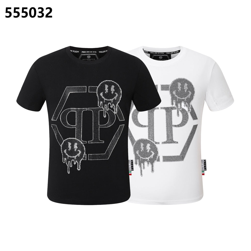 PHILIPP PLEIN Round-Neck T-Shirt with Cartoon Smiley Face Design