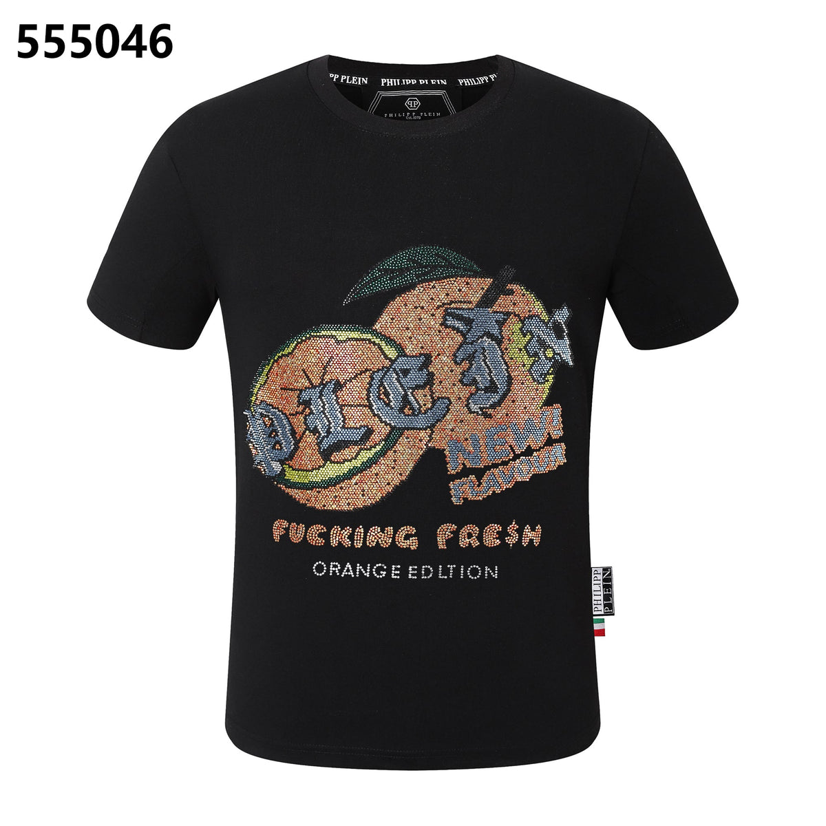 PHILIPP PLEIN Round-Neck T-Shirt with Orange Print