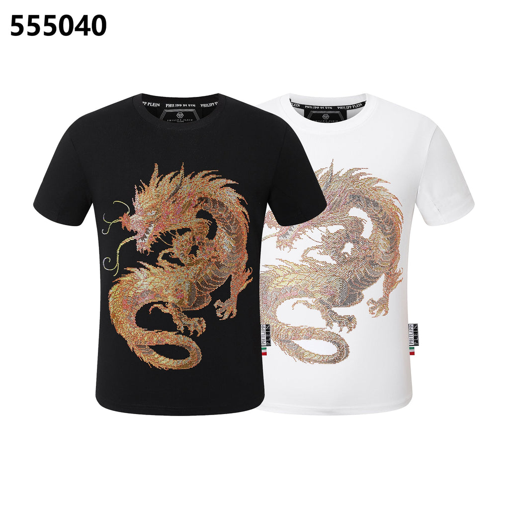 PHILIPP PLEIN Round-Neck T-Shirt with Dragon Design